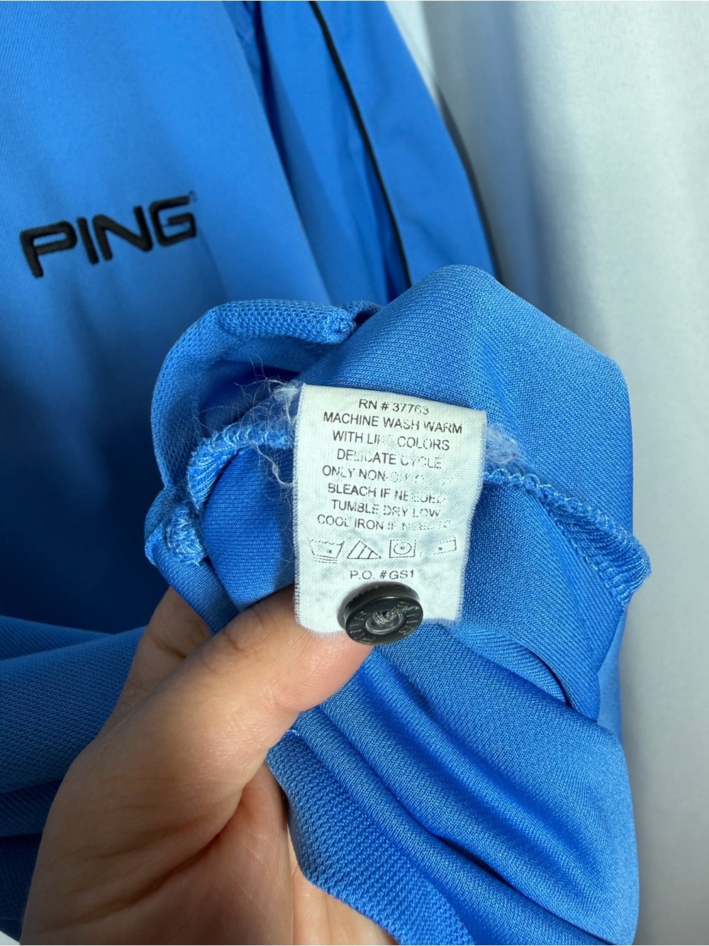 PING | Men's Polo Shirt Short Sleeve Blue Black Size Large - Picture 7 of 10